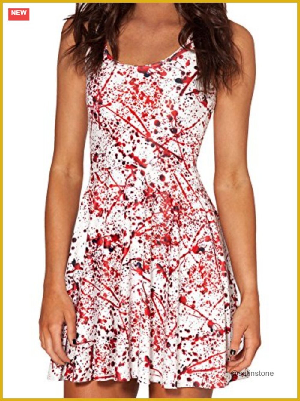 Women's Floral Printed Round Neck Short Sleeve Shaping Camisole Tunic